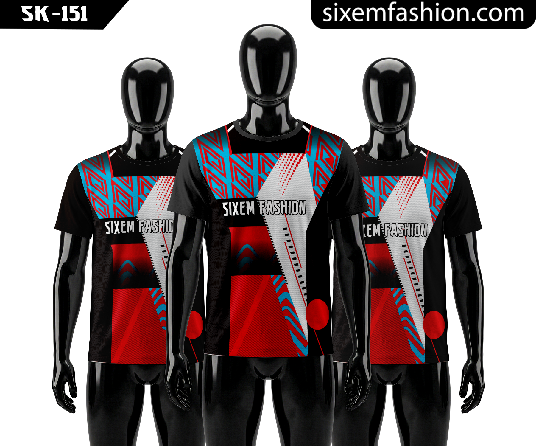 Black Red Blue Sports Jersey Set - Modern Geometric Design Team Kit 2026 - Customizable.jpg