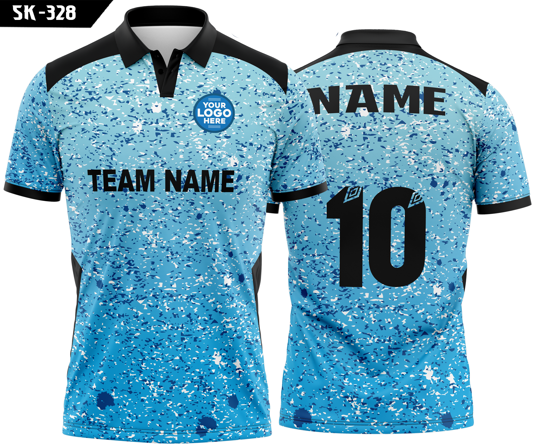 Alternative view of Blue Paint Splash Jersey 2026 - Black Polo Kit