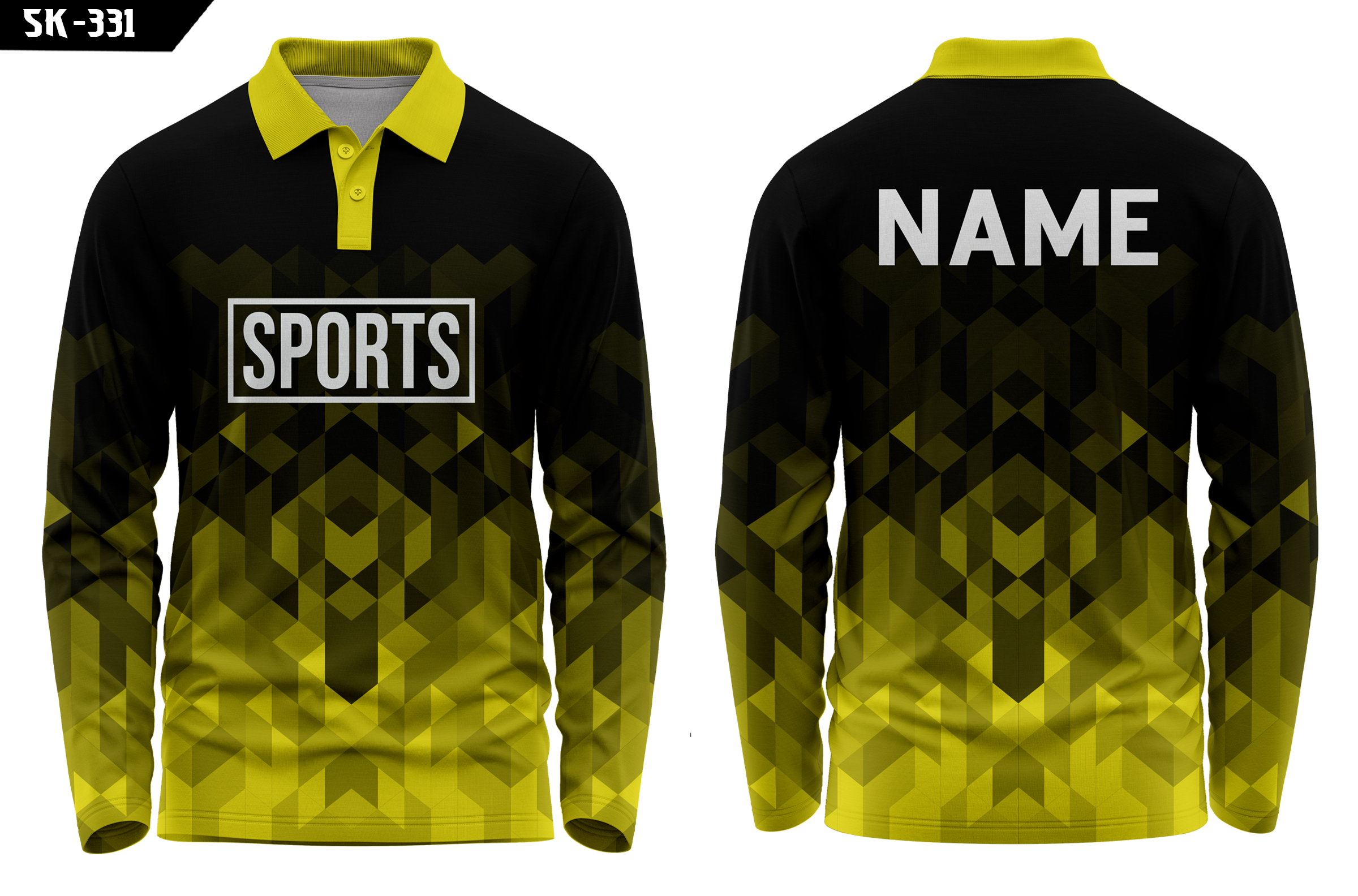 Full Sleeve Polo Jersey 2026 - Black Yellow Sports Uniform