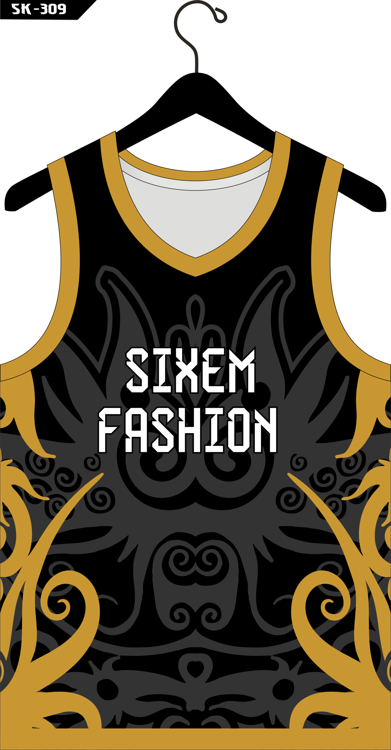 Alternative view of Tribal Border Jersey 2026 - Black Gold V Neck Tank