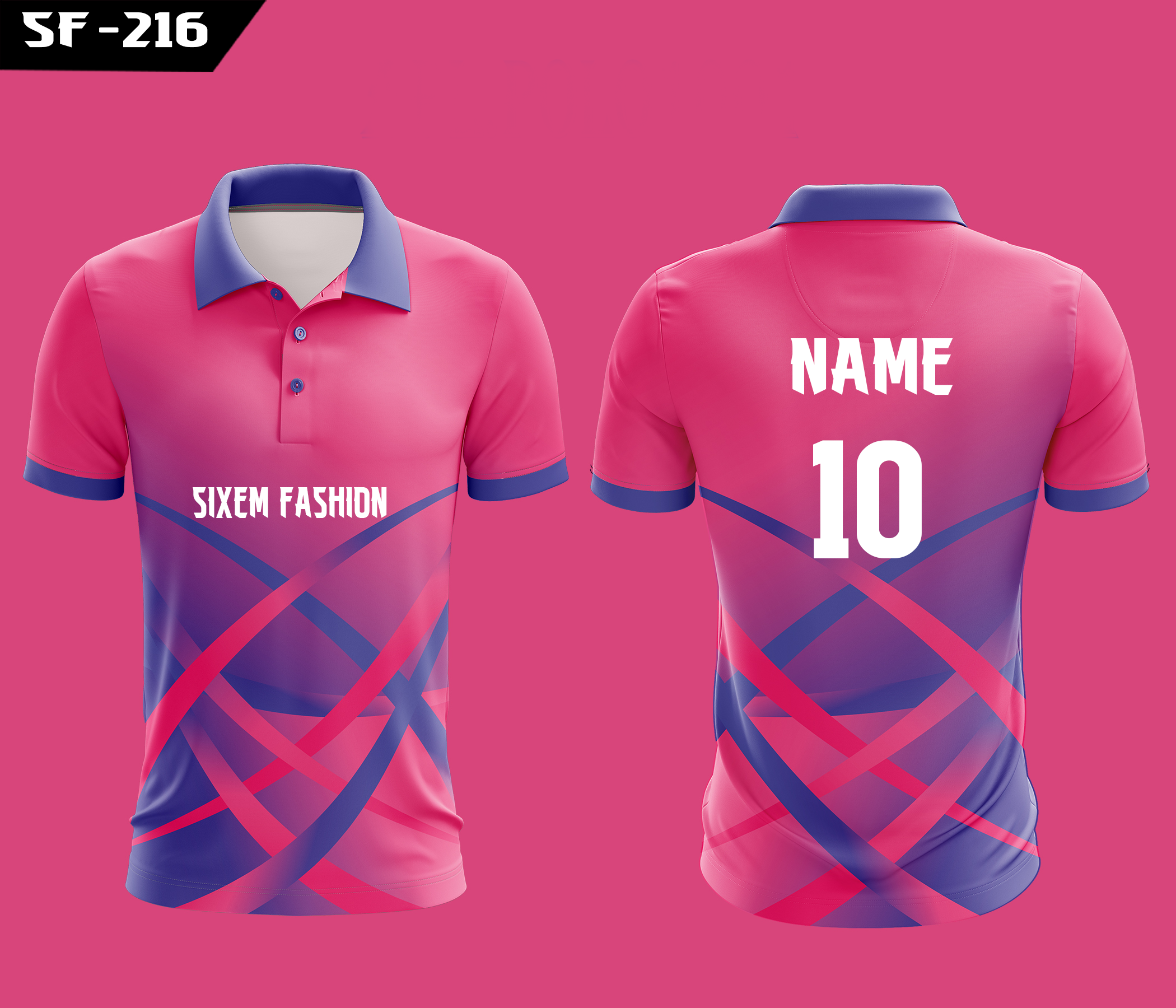 Alternative view of Crossover Pattern Jersey Design 2026 - Modern Polo Neck Sublimation Shirt