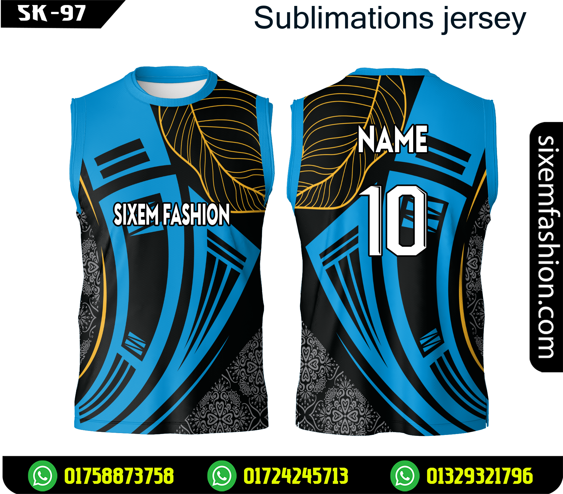 Alternative view of Custom Blue Tribal Pattern Jersey