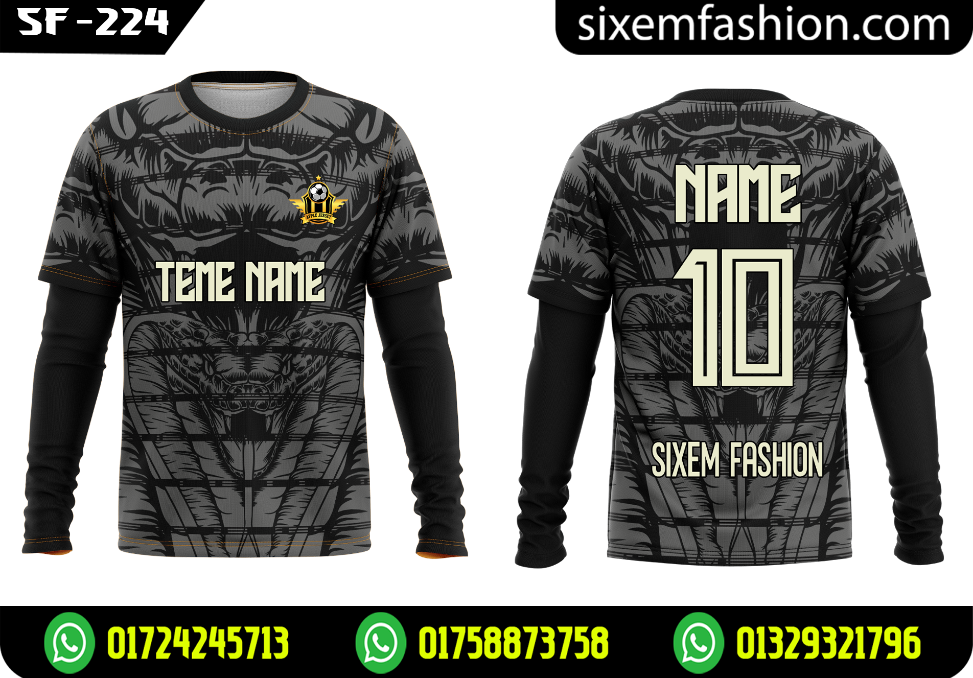 Cobra Graphic Goalkeeper Jersey 2026 - Dark Grey Full Sleeve Kit