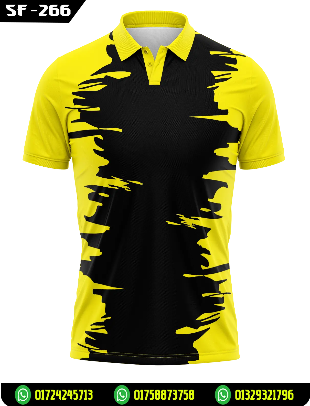 Brush Stroke Jersey 2026 - Yellow Black Torn Pattern Polo Shirt