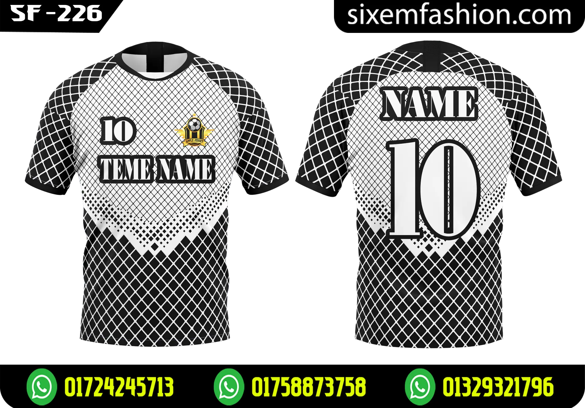 Custom Monochrome Sports Jersey - Black White Halftone Raglan Team Uniform