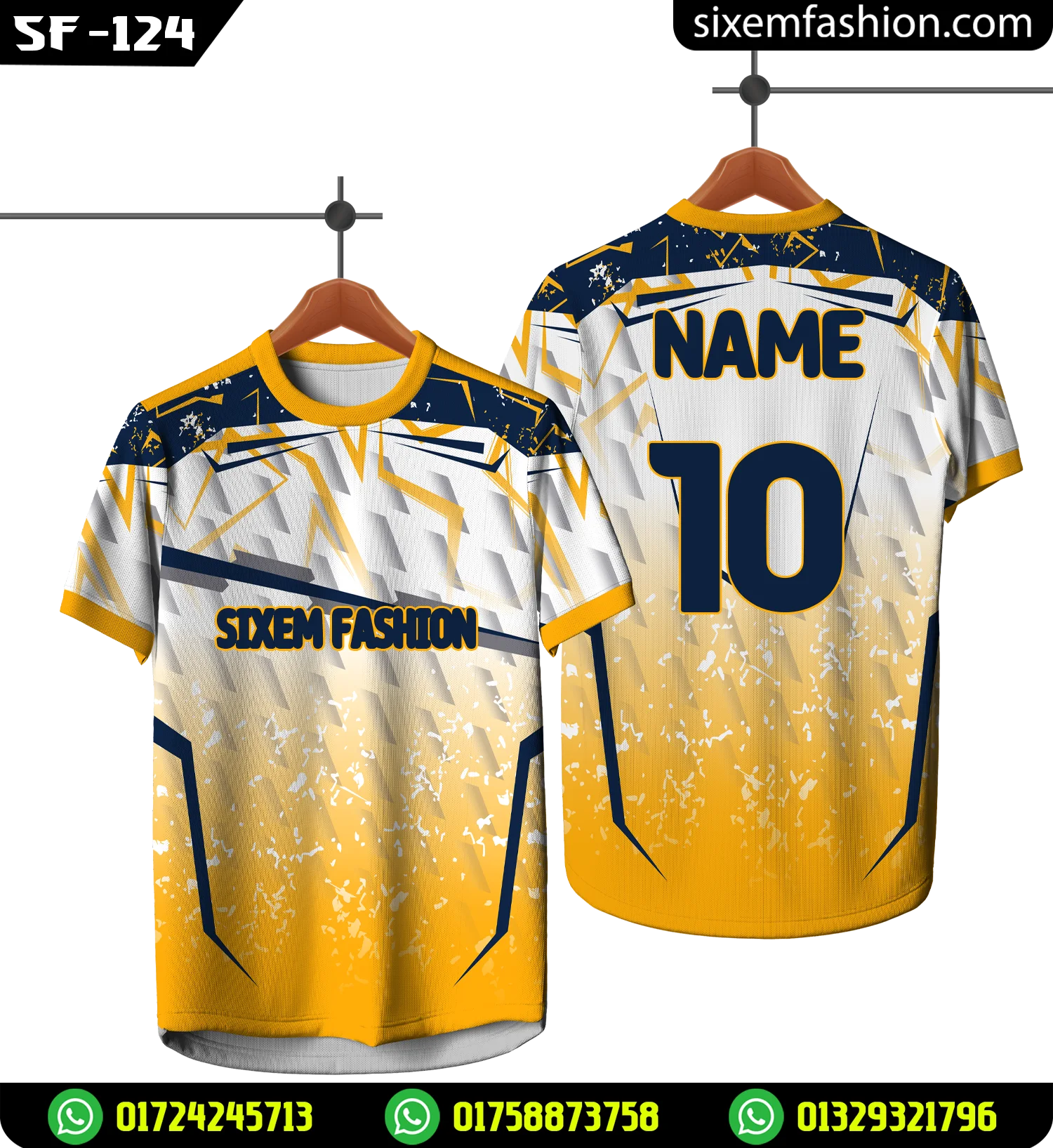 Custom Sublimation Cricket Jersey Yellow Blue Design Dhaka BD