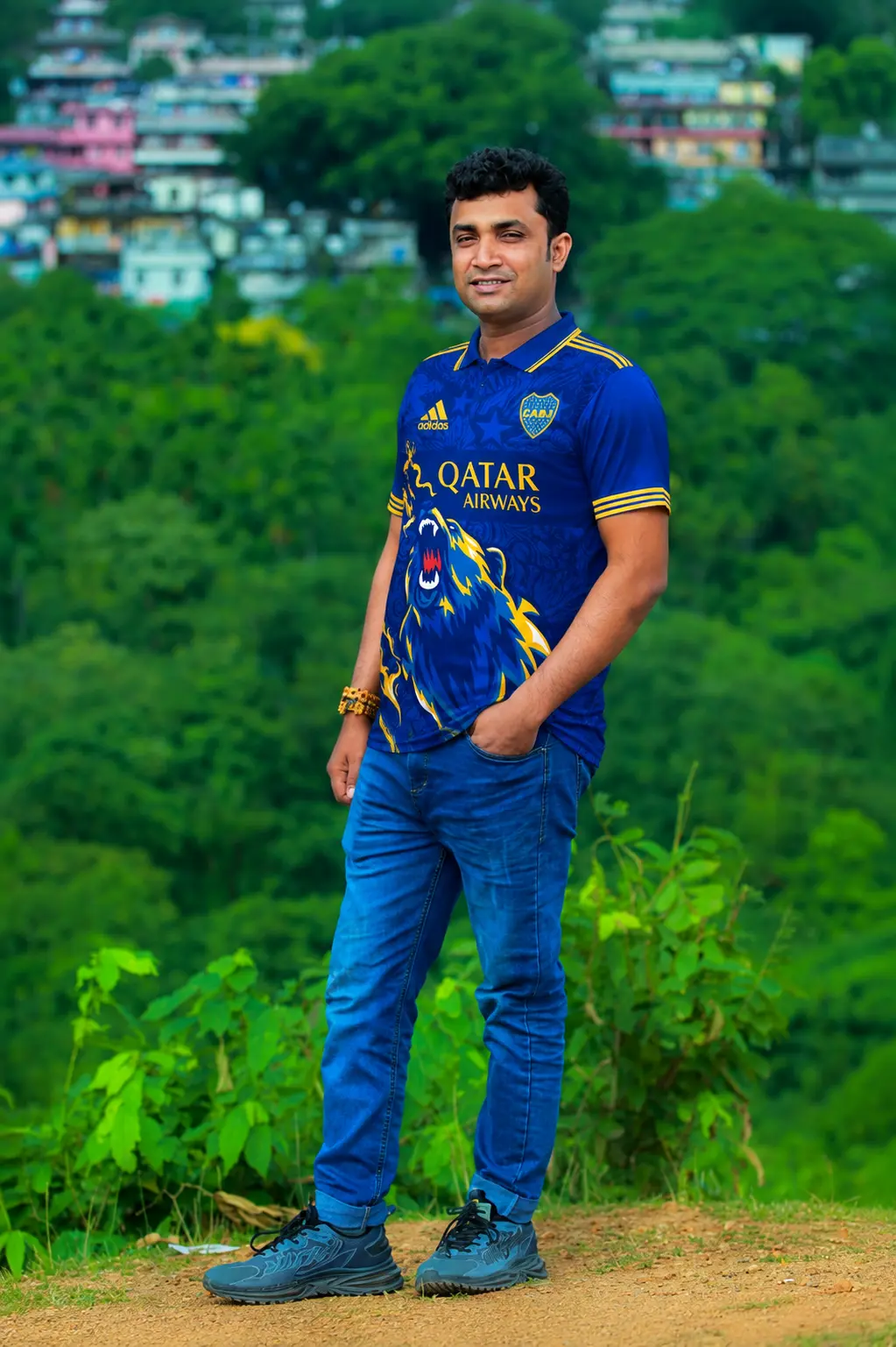 Boca Juniors Fire Lion Jersey 2026 - Navy Blue Gold Polo Kit