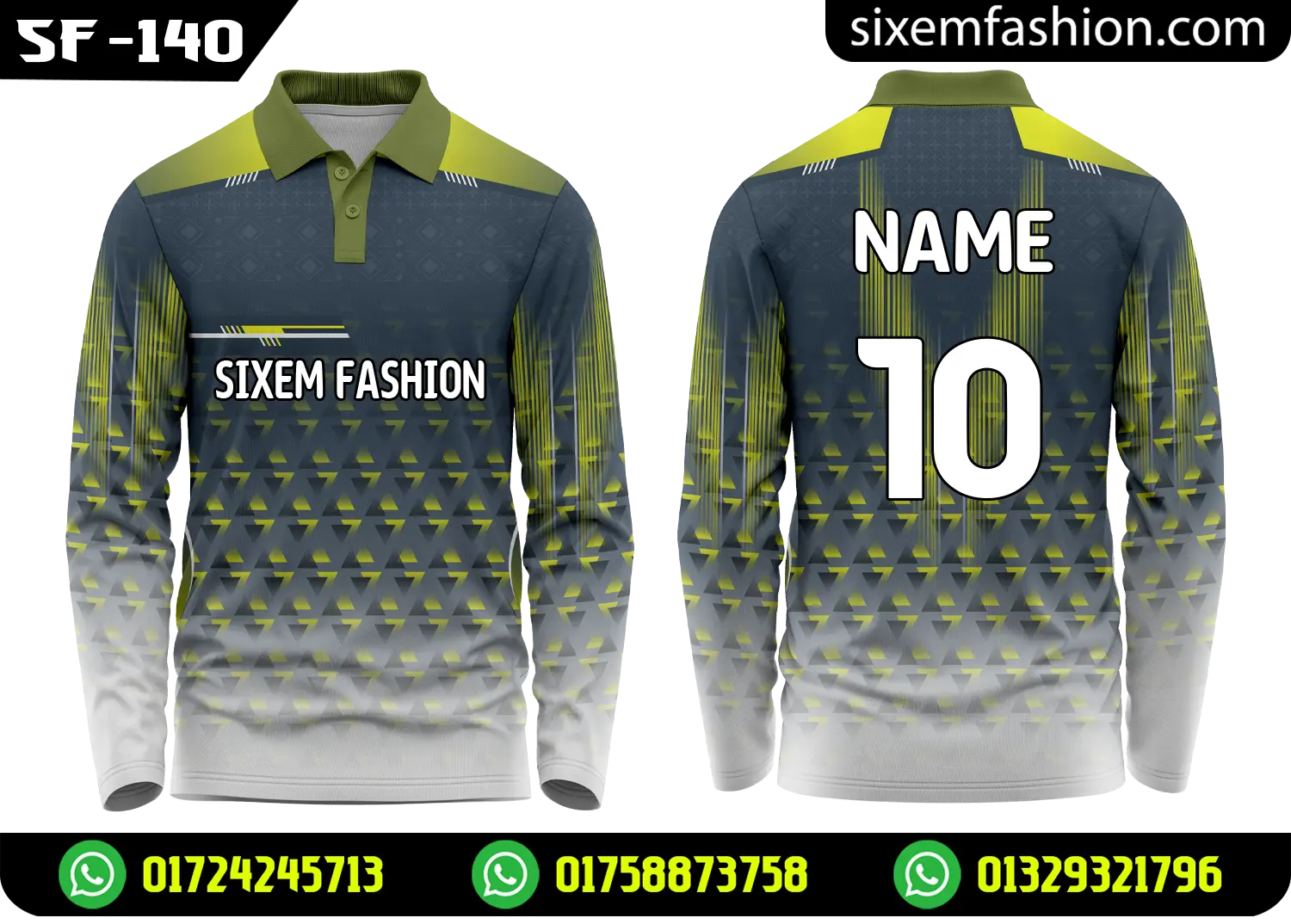 Custom Green Grey Jersey Sublimation Polo 2026