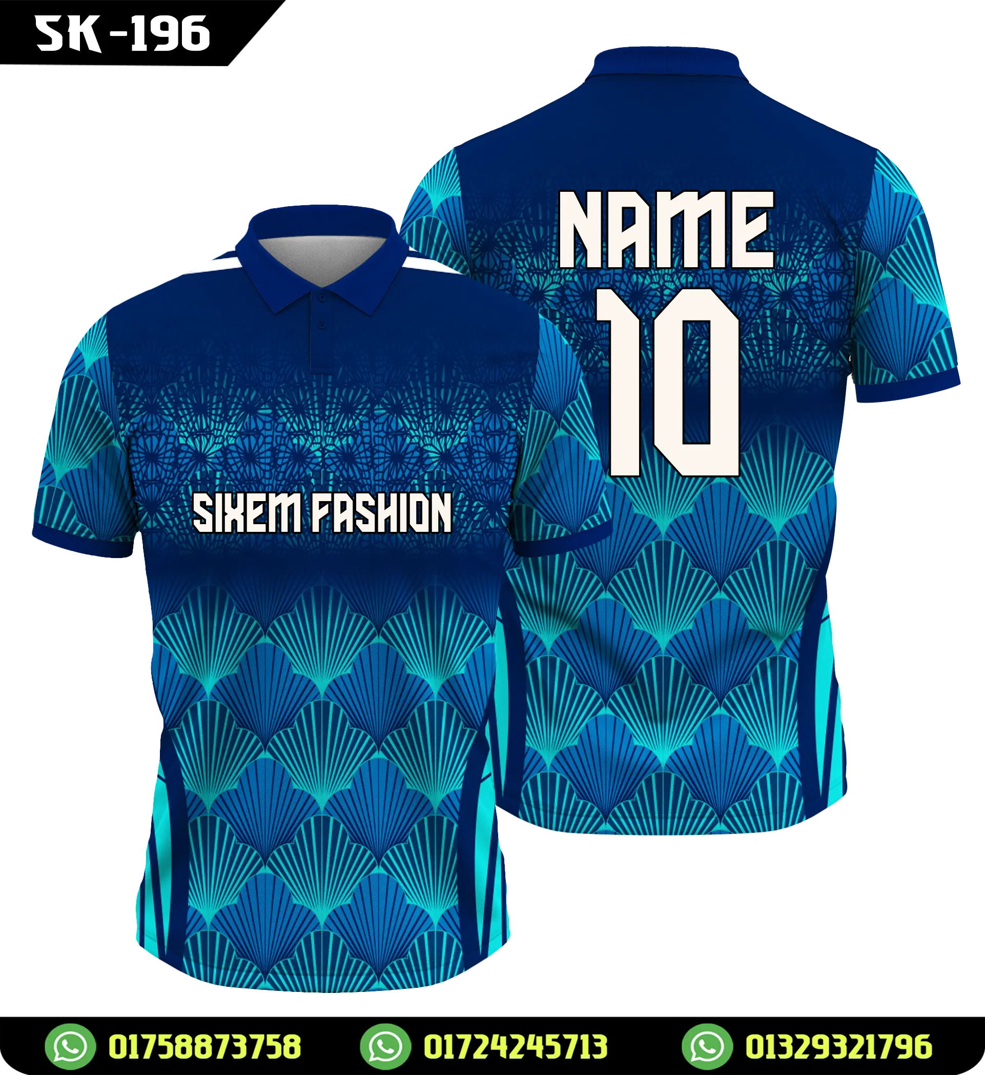 Geometric Blue Jersey 2026 - Custom Sublimation Polo Kit