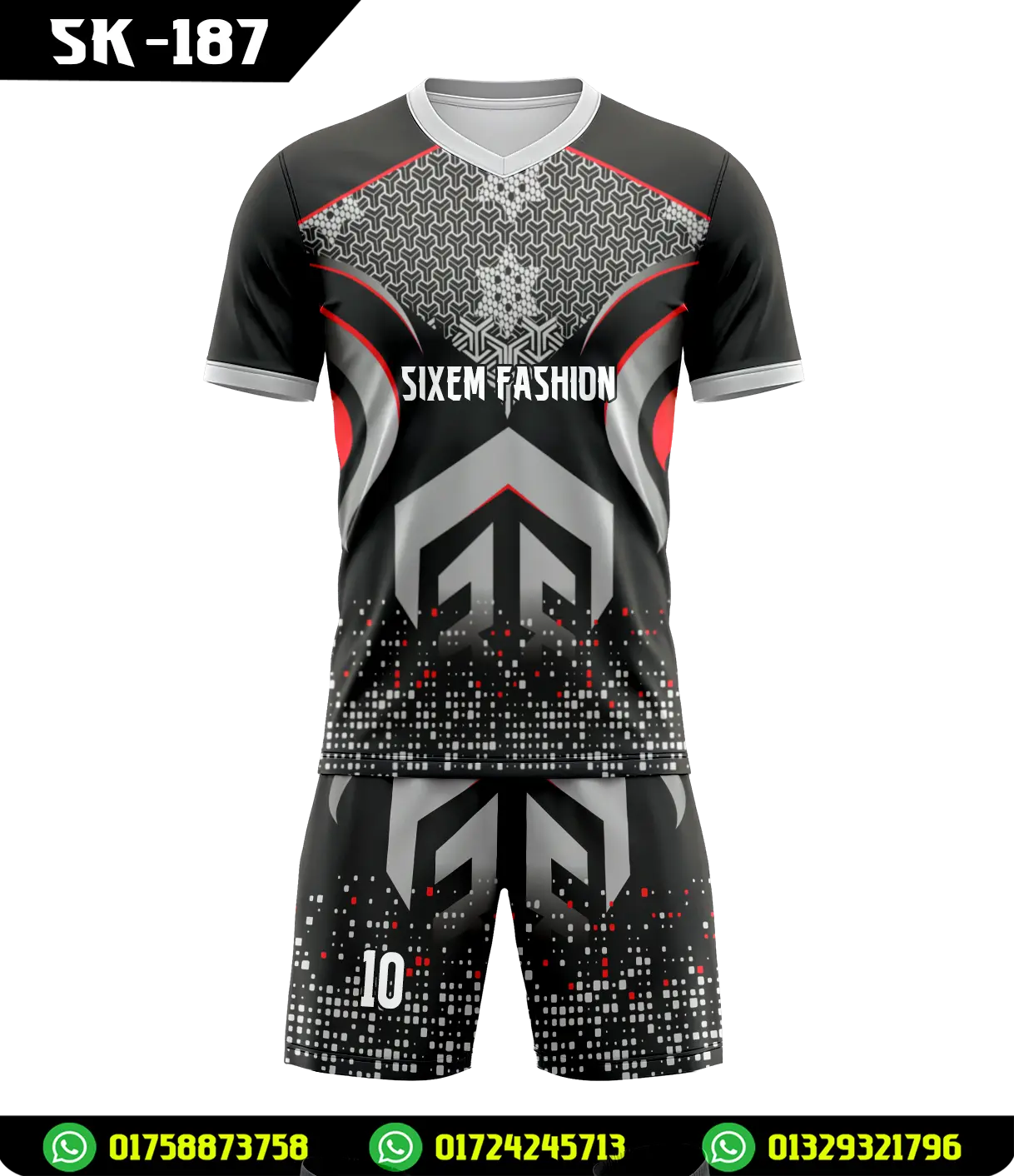 Hexagon Pattern Sports Jersey 2026 - Modern V-Neck Team Kit Design