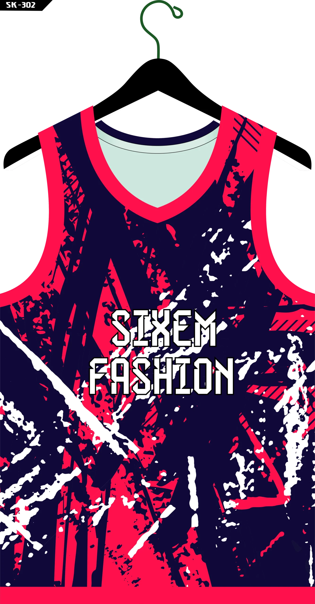 Kabaddi Grunge Jersey 2026 - Navy Pink Sleeveless Singlet
