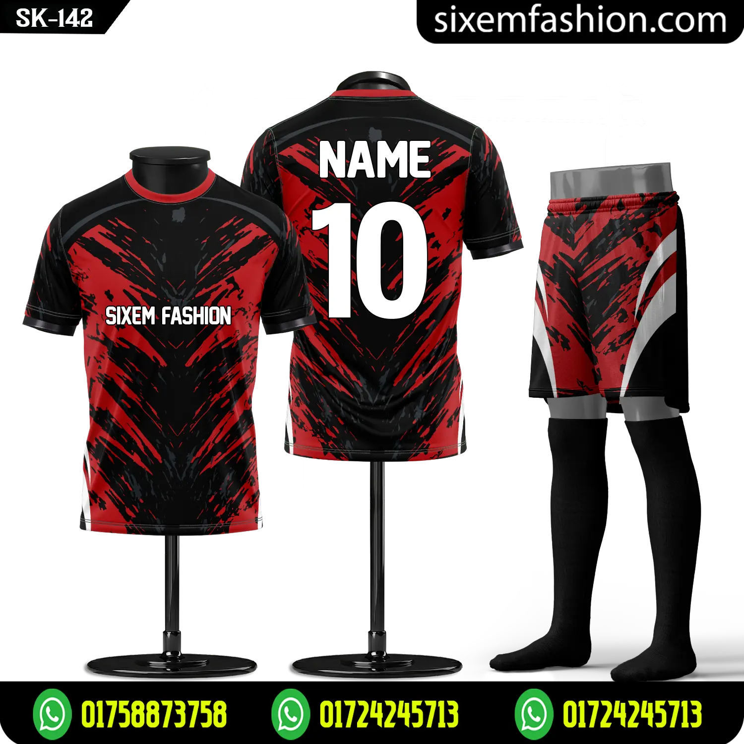 Red Black Jersey Kit Brush Stroke Design Pro