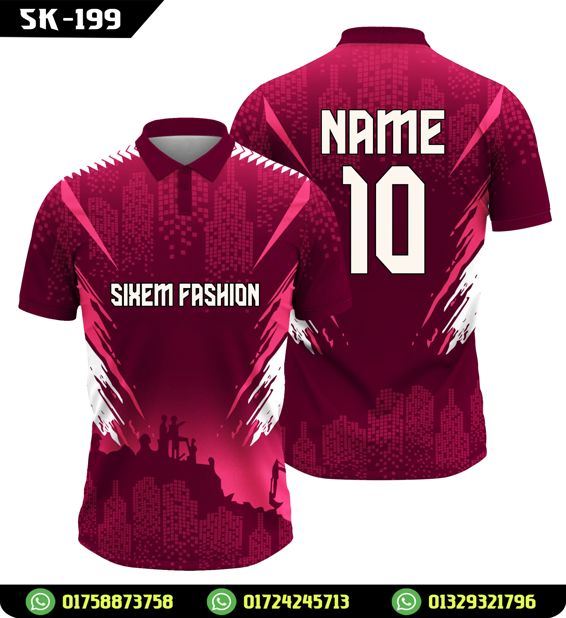 City Skyline Jersey 2026 - Maroon Pink Urban Sports Polo Shirt