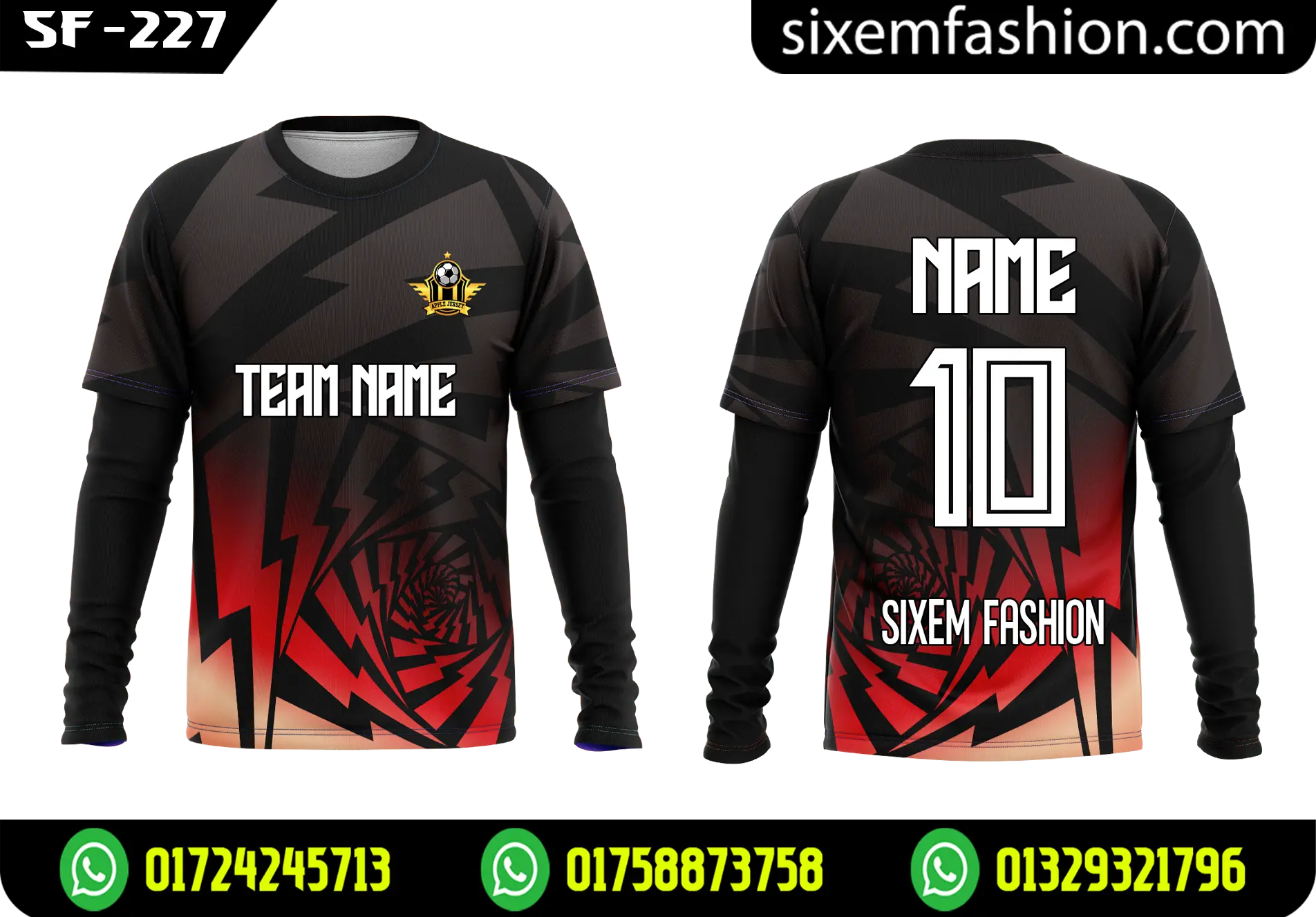 Custom Gradient Sports Jersey - Black Red Geometric Lightning Team Uniform