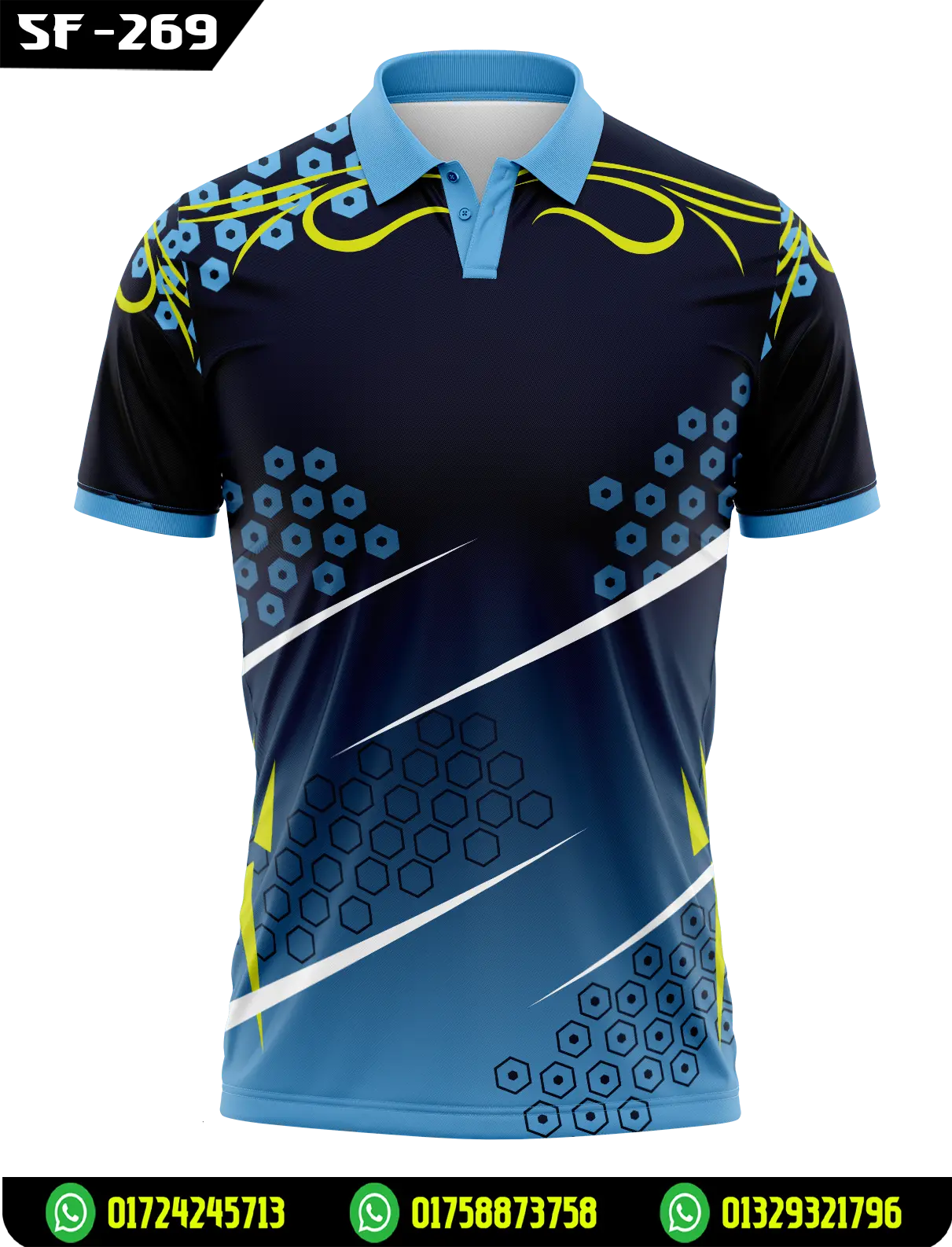 Honeycomb Pattern Jersey 2026 - Navy Sky Blue Custom Uniform