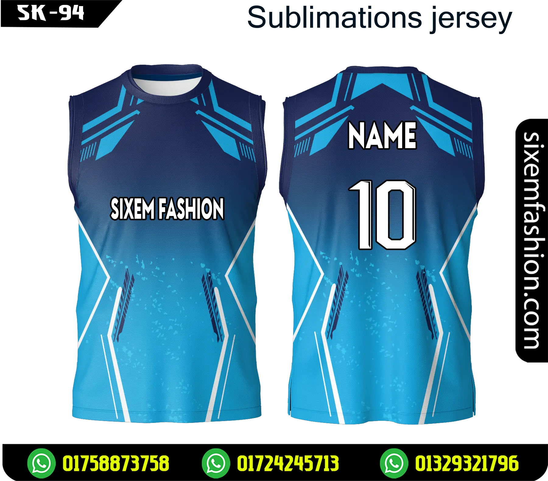 Sky Blue Kabadi Jersey Sleeveless Team Pro 2026