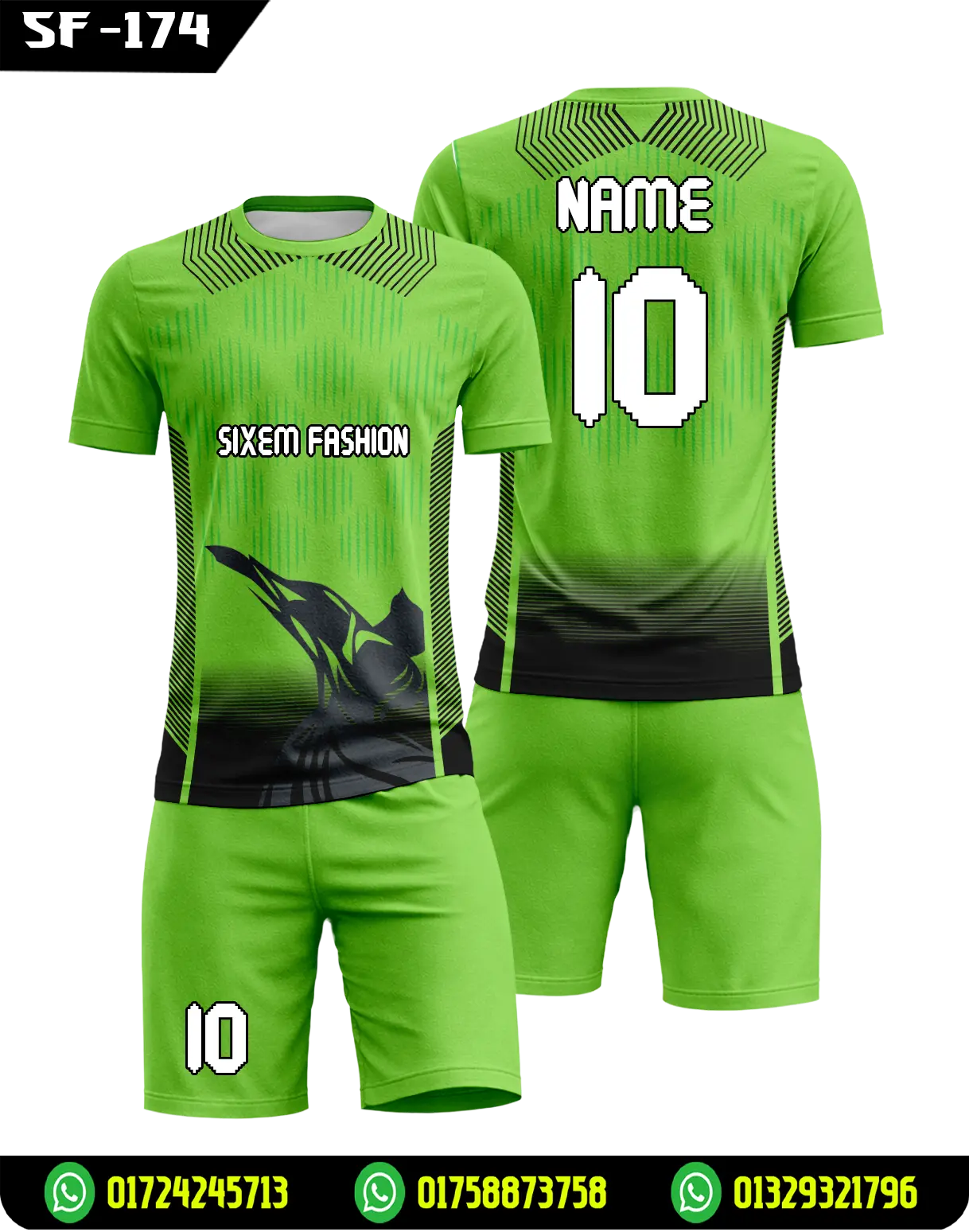 Neon Green Football Jersey Kit 2026 - Bird Graphic Soccer Uniform