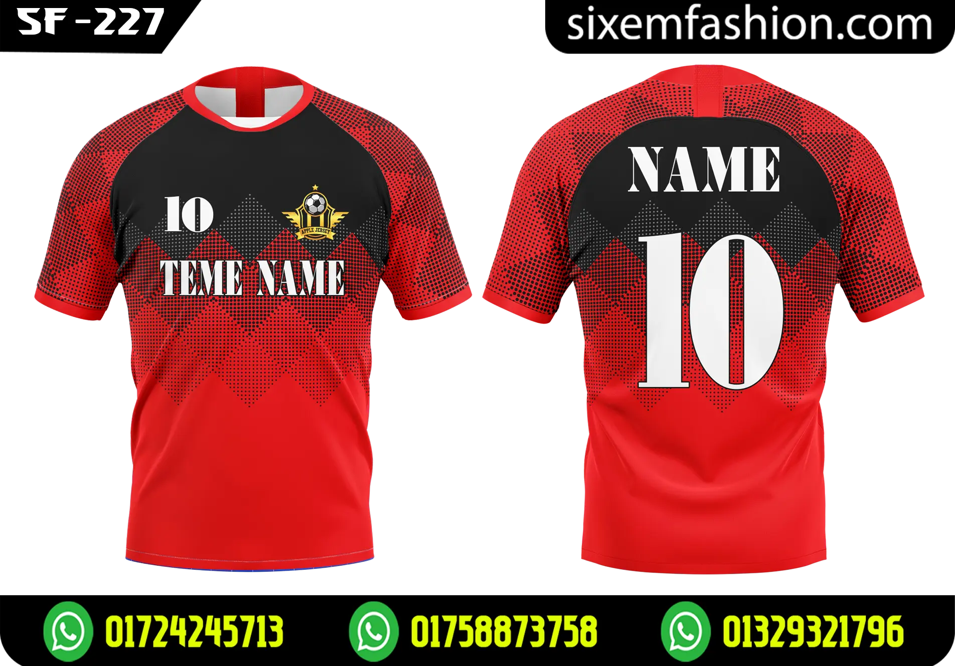 Halftone Dot Pattern Jersey 2026 - Red Black Raglan Sports Team Kit
