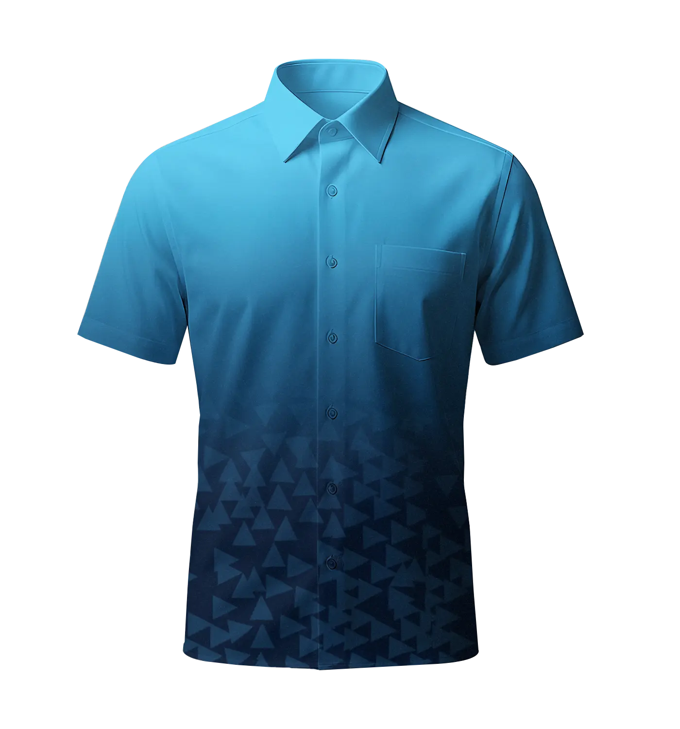 Green Blue Ombre Shirt for Men - Moroccan Pattern Half Sleeve Casual Shirt- SKT-12