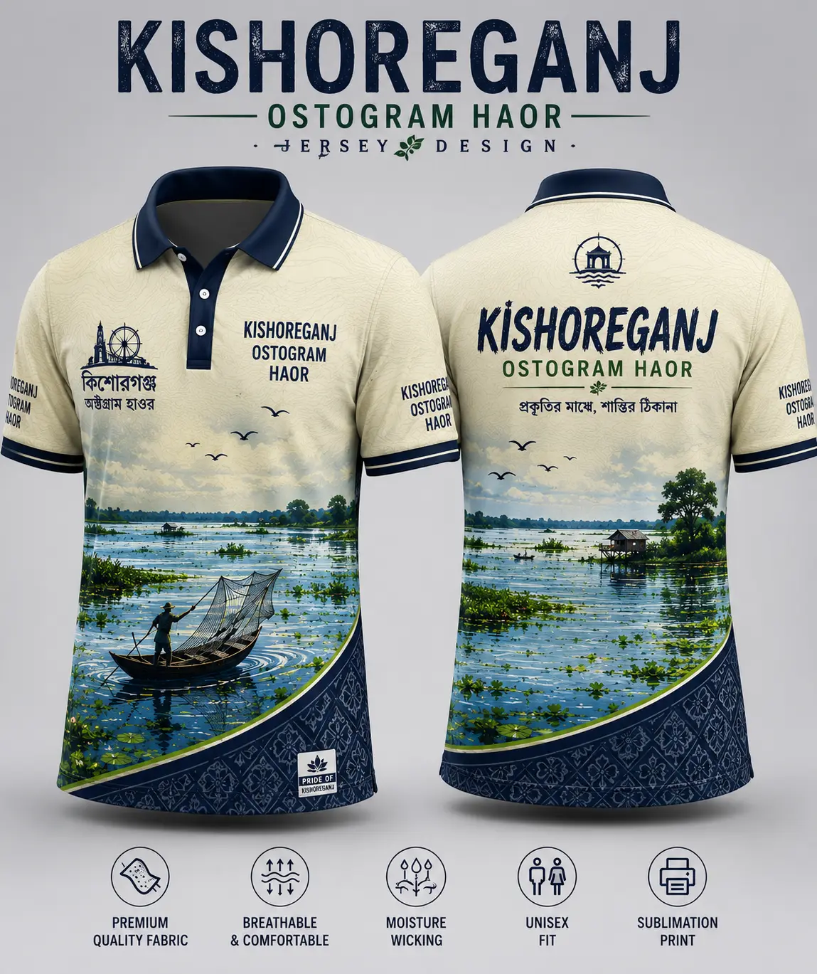 Kishoreganj Ostogram Haor Polo Jersey – Bangladesh Nature Inspired Custom Sublimation Jersey