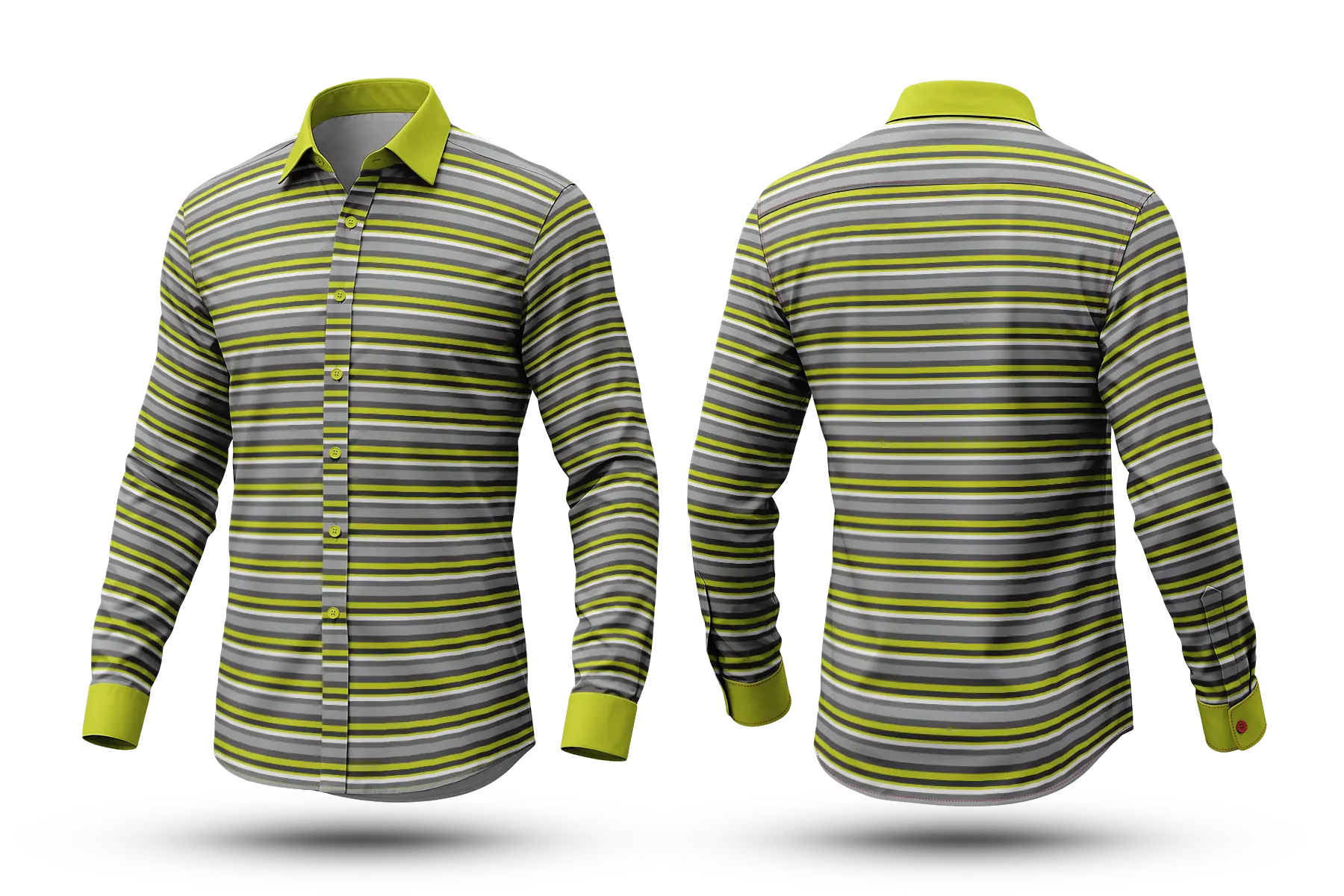Grey Lime Striped Shirt for Men - Lime Yellow Casual Shirt for Men- SKT-11.