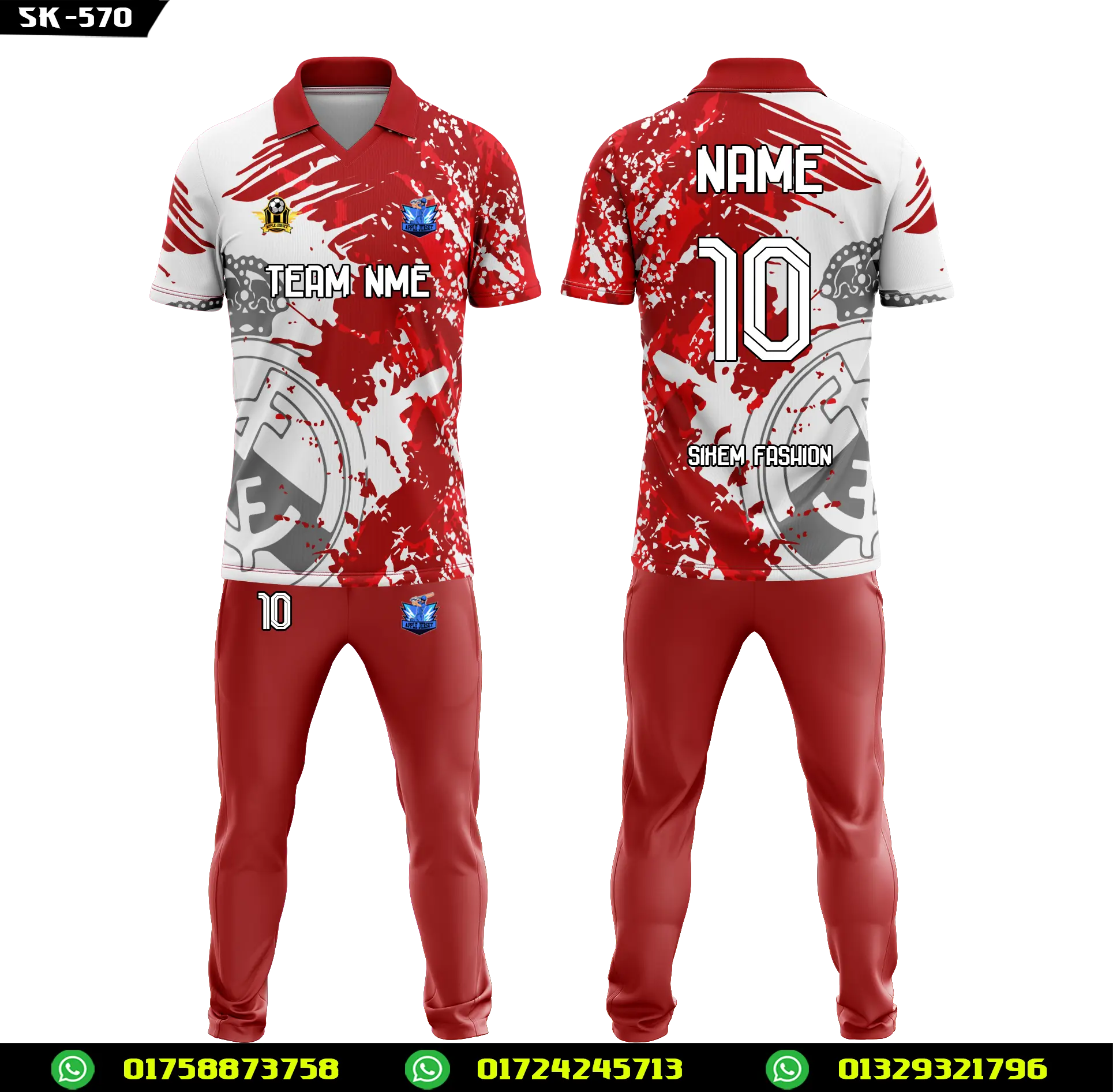 Cricket Jersey with Name and Number – Custom Team Kit