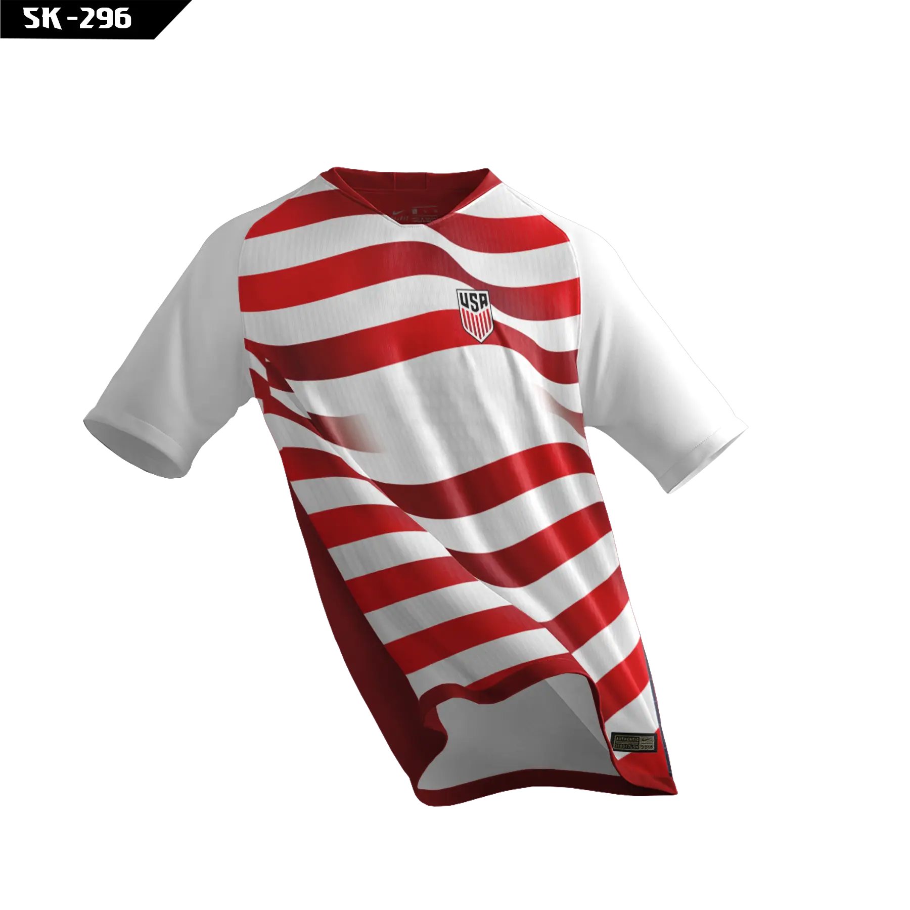 USA Red White Wave Pattern Soccer Jersey – Custom Sublimation Football Sports Shirt
