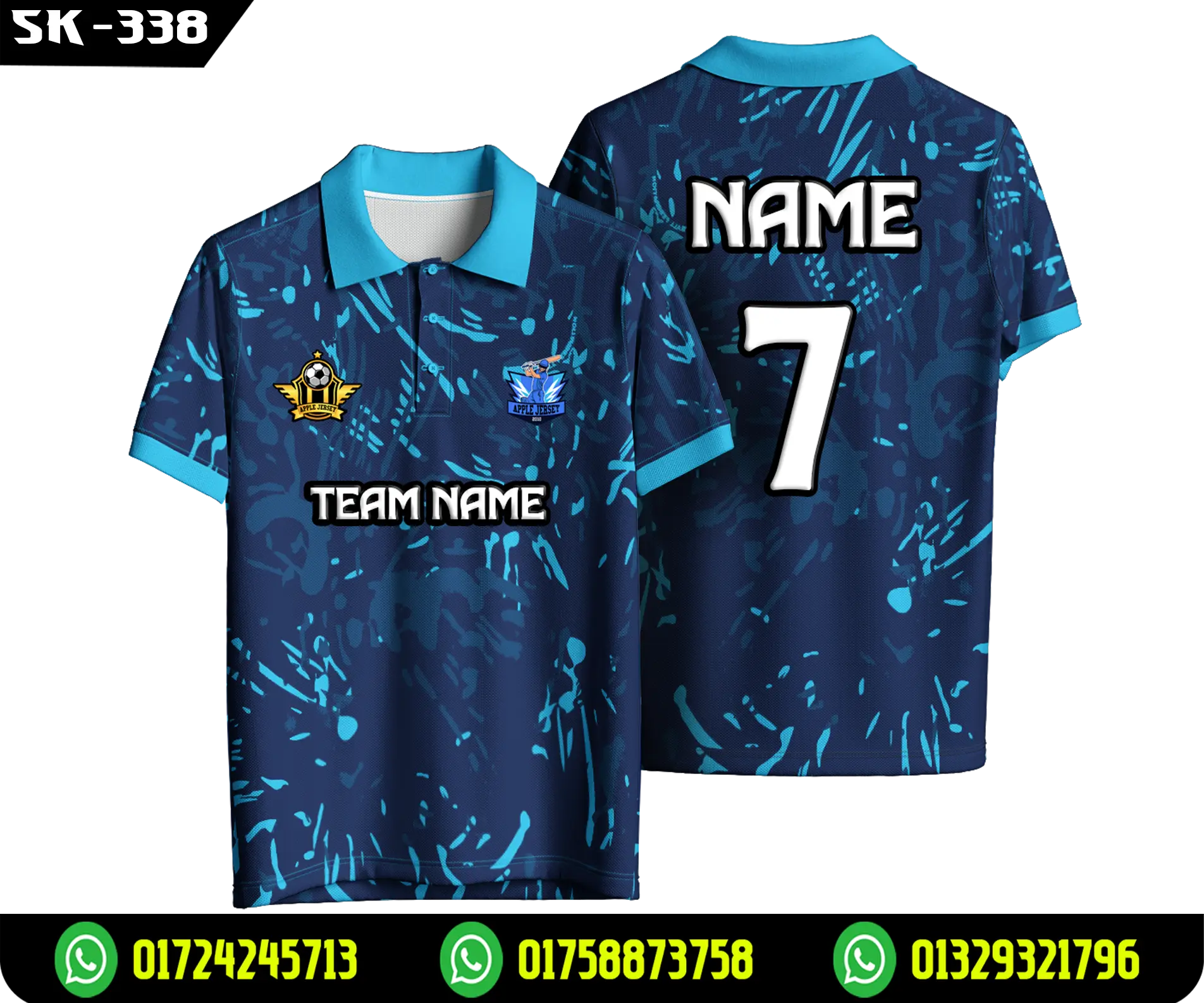 Custom Navy Blue Polo Sports Jersey Splash Print SK-338 _ Sixem Fashion