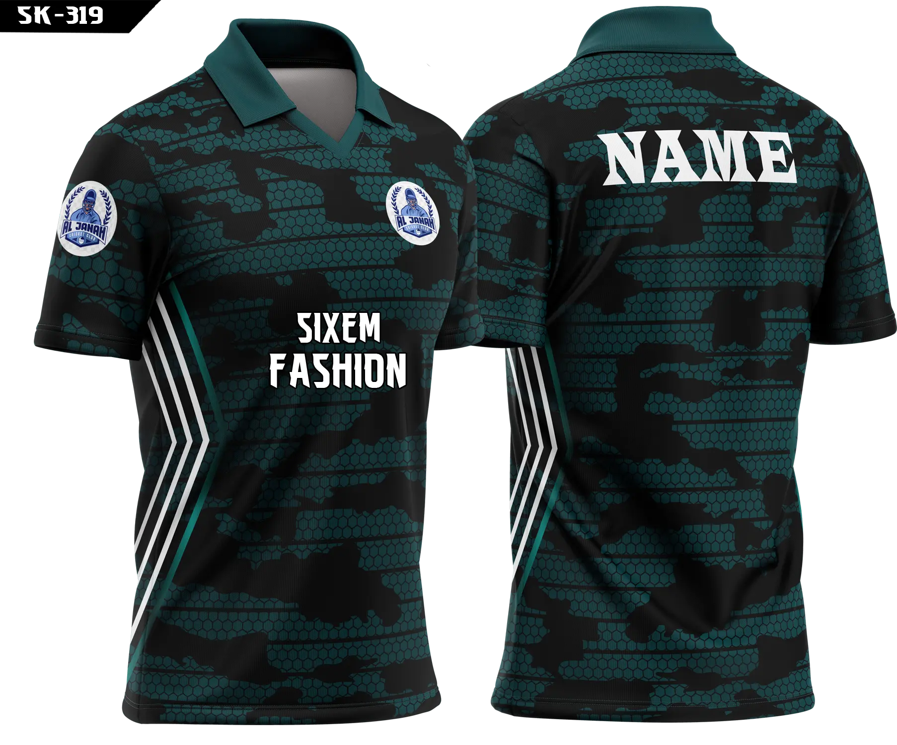 Black Teal Camo Polo Jersey SK-319 _ Sixem Fashion