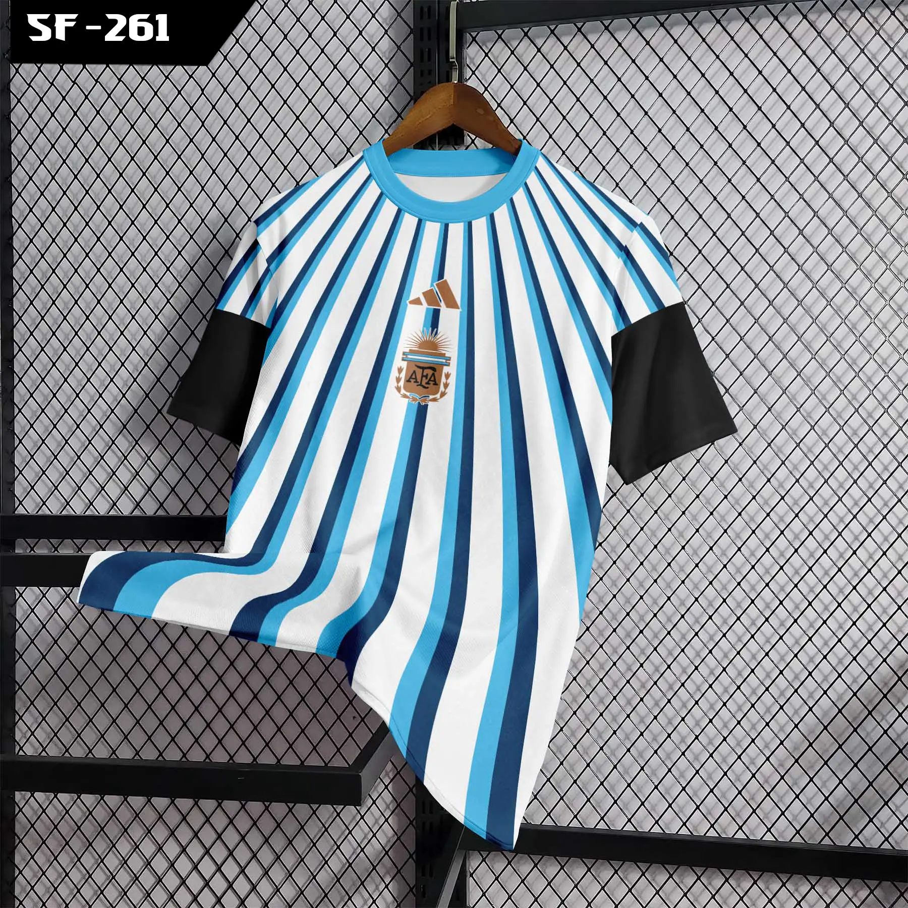 Argentina Football Jersey Design – White Blue Striped Soccer Jersey SF-261