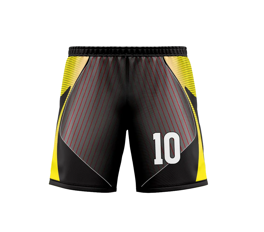 Men's Black Yellow Sublimation Sports Shorts - Jersey Number 10 Training Shorts _ Sixem Fashion