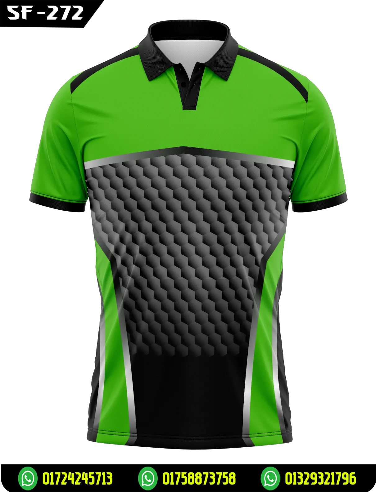 Green Black Geometric Pattern Polo Jersey – Custom Sports Team Shirt SF-272